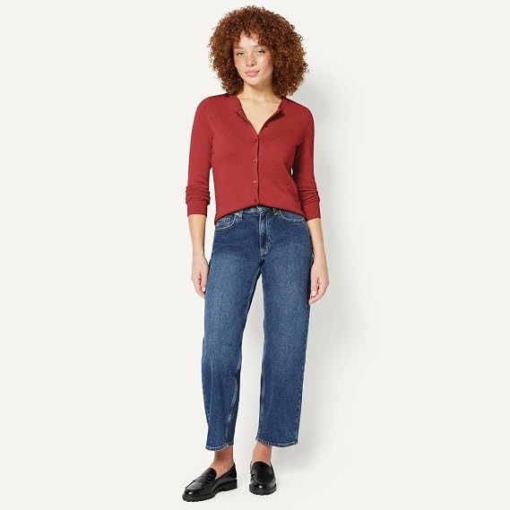 Red Button-Up Cardigan Sweater image 4